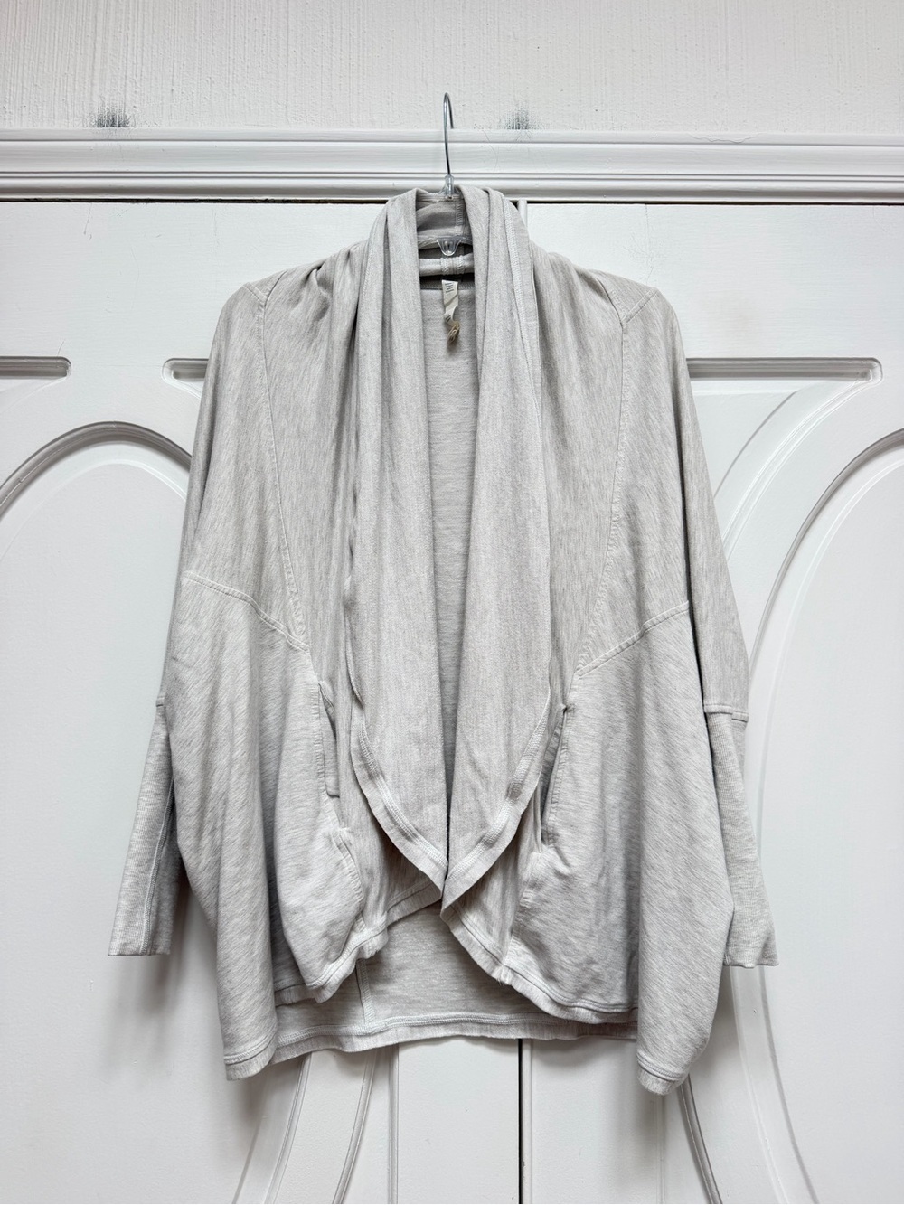 lululemon To & Flow Wrap Light Gray Draped Open-Front Cardigan 6